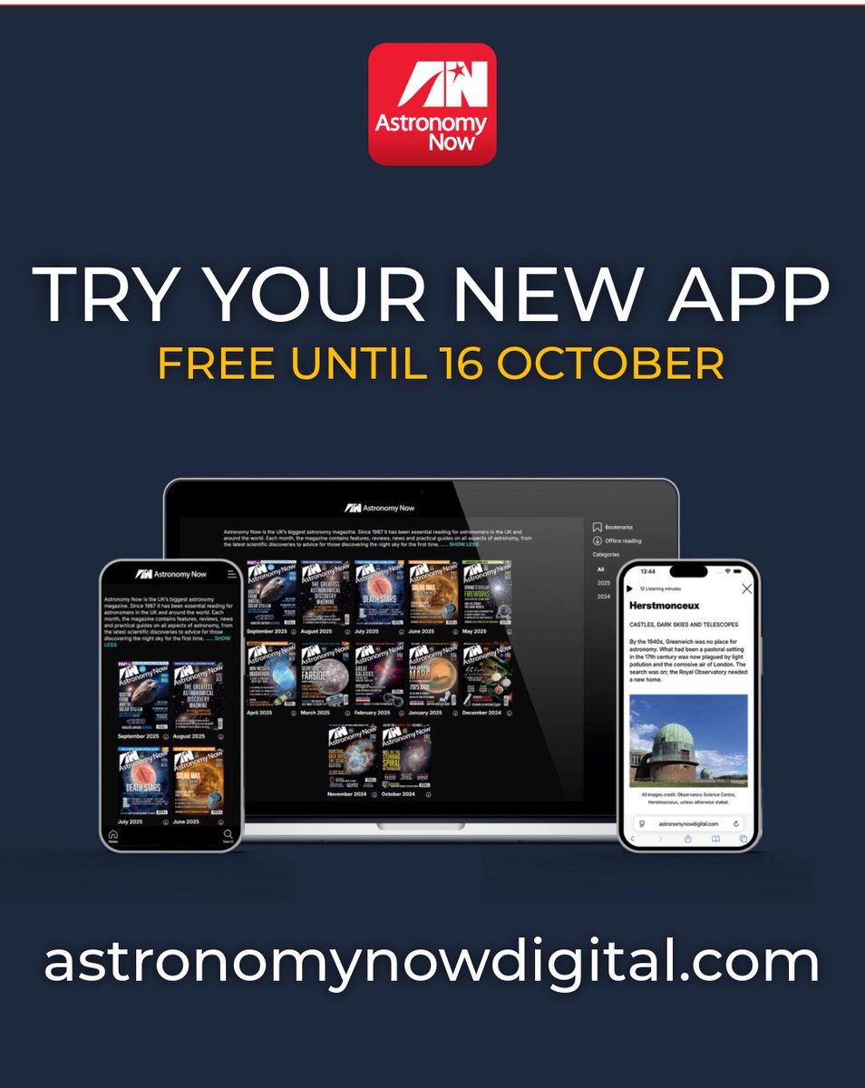 AstronomyNow's tweet image. Keep #AstronomyNow in your pocket wherever you go with our new App! 

Head to sbee.link/rdbmfck4aj and explore the magazine for free, until 16 October!

We&apos;d love your feedback! 👇

#astronomyforeveryone #astronomy #stargazing #freetrial
