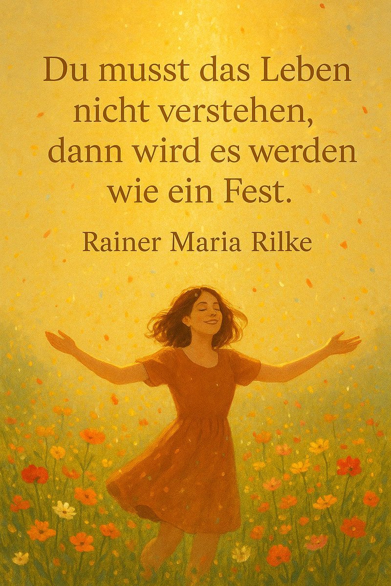 MikaelBergman_'s tweet image. Rilkes wunderschöne Einladung, das Leben einfach geschehen zu lassen. 💃

&quot;Du musst das Leben nicht verstehen, dann wird es werden wie ein Fest.&quot; – Rainer Maria Rilke

#Lebensfreude #Quantensprung