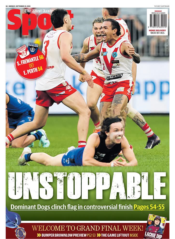 The back page of tomorrow’s <a href="/westaustralian/">The West Australian</a> 

<a href="/TheWestSport/">The West Sport</a>