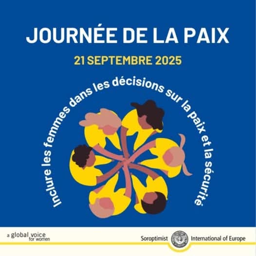 🌍 La paix a besoin des femmes. La paix a besoin d'action. 

L'Assemblée générale <a href="/ONU/">☭</a> a déclaré le 21/09 dédié au renforcement des idéaux de paix, en observant 24 heures de non-violence et de cessez-le-feu.

#PeaceNeedsWomen #PeaceDay #SoroptimistInternational #UNSCR1325 #Paix