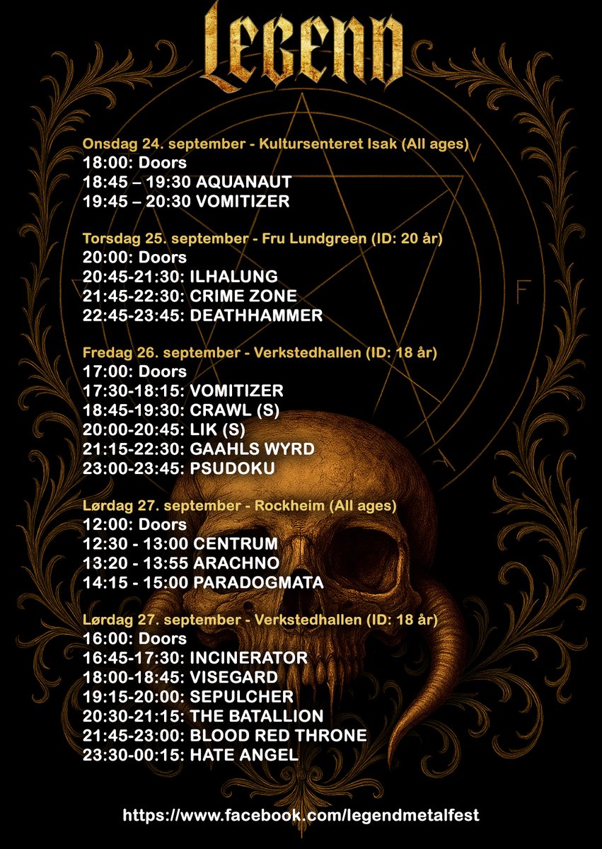 The time has come, and we are looking forward to bring Vomitizer live for the first time. This week will give you the chanse to see us two times, both at Kultursenteret Isak on Wednesday and on the main festival for Lengend Metalfest on Friday.
It's time to release the rats!