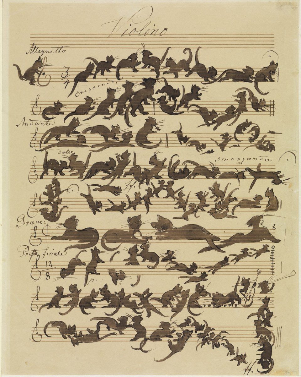 aflashbak's tweet photo. Sheet Music For Cats And Their Lovers : Moritz von Schwind’s Katzensymphonie, 1868 - Flashbak https://t.co/SjP9m5O3xF https://t.co/bbvohuvCXU