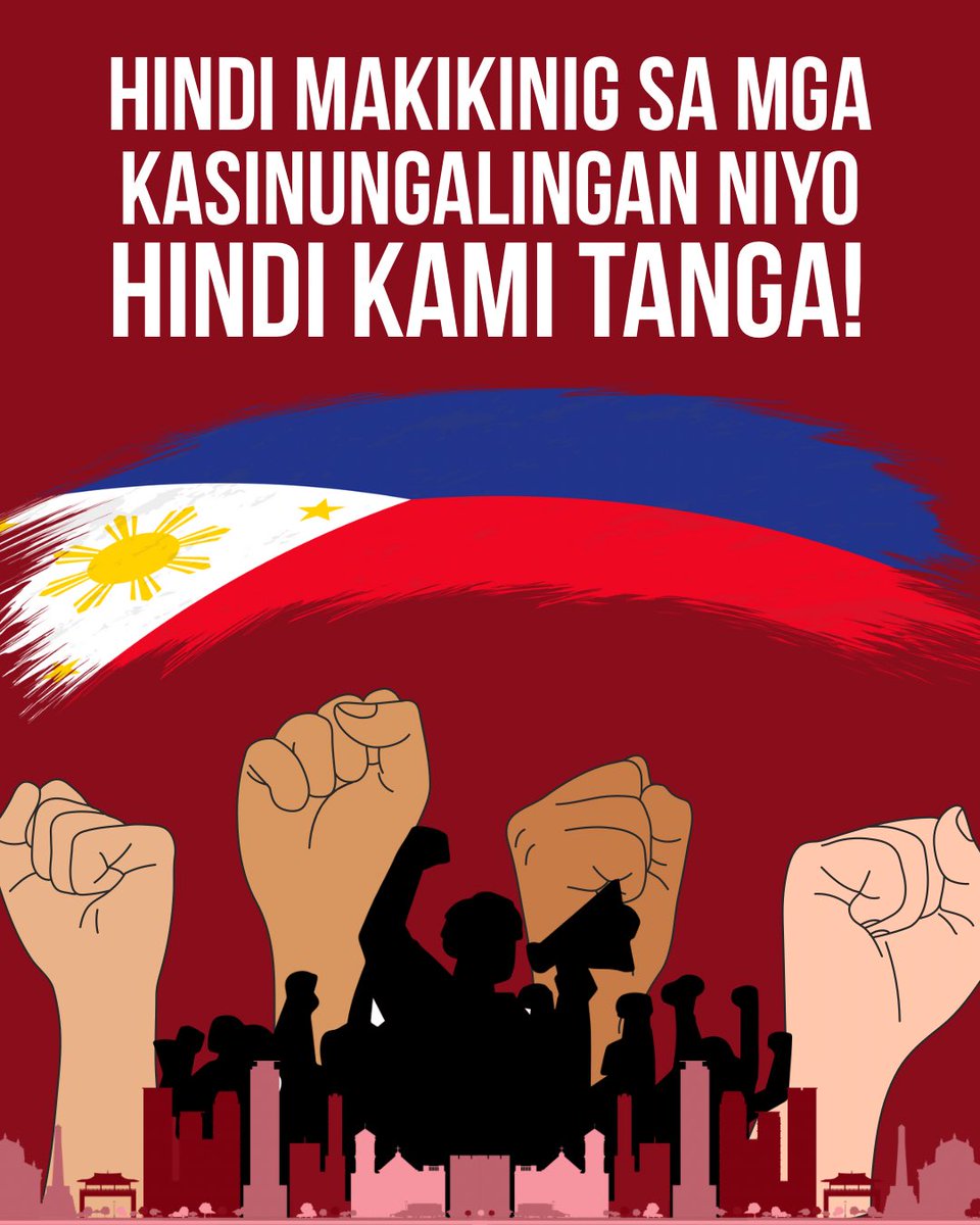 KAIA_CharicePH's tweet image. Hindi makikinig sa mga kasinungalingan niyo! Hindi mag bubulag-bulagan, at hindi magpapaka-tanga!
Para sa bayan.
Para sa Pilipinas. 🇵🇭
Ibalik ang kaban ng bayan!
#KurakotManagot
#BahaSaLuneta
#TrillionPesoMarch