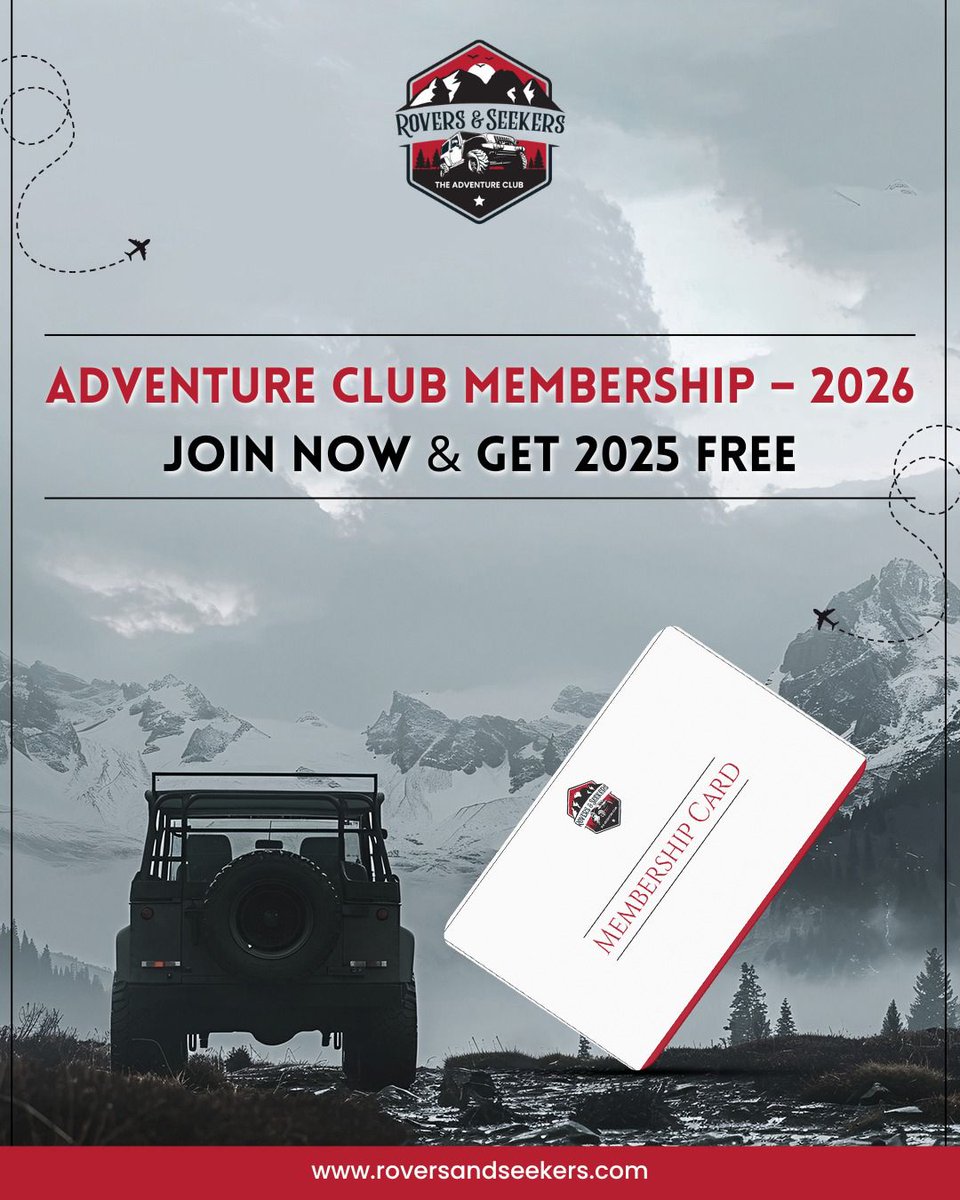 roversnseekers's tweet photo. Adventure isn’t just about one trip, it’s about building a legacy. 🚙✨ Sign up for 2026 memberships today and unlock complimentary coverage for 2025.

✅ Discounts on expeditions
✅ Priority slots on adventures
✅ Exclusive tribe events

📞 9427733929 https://t.co/gSZ1gotVYG
