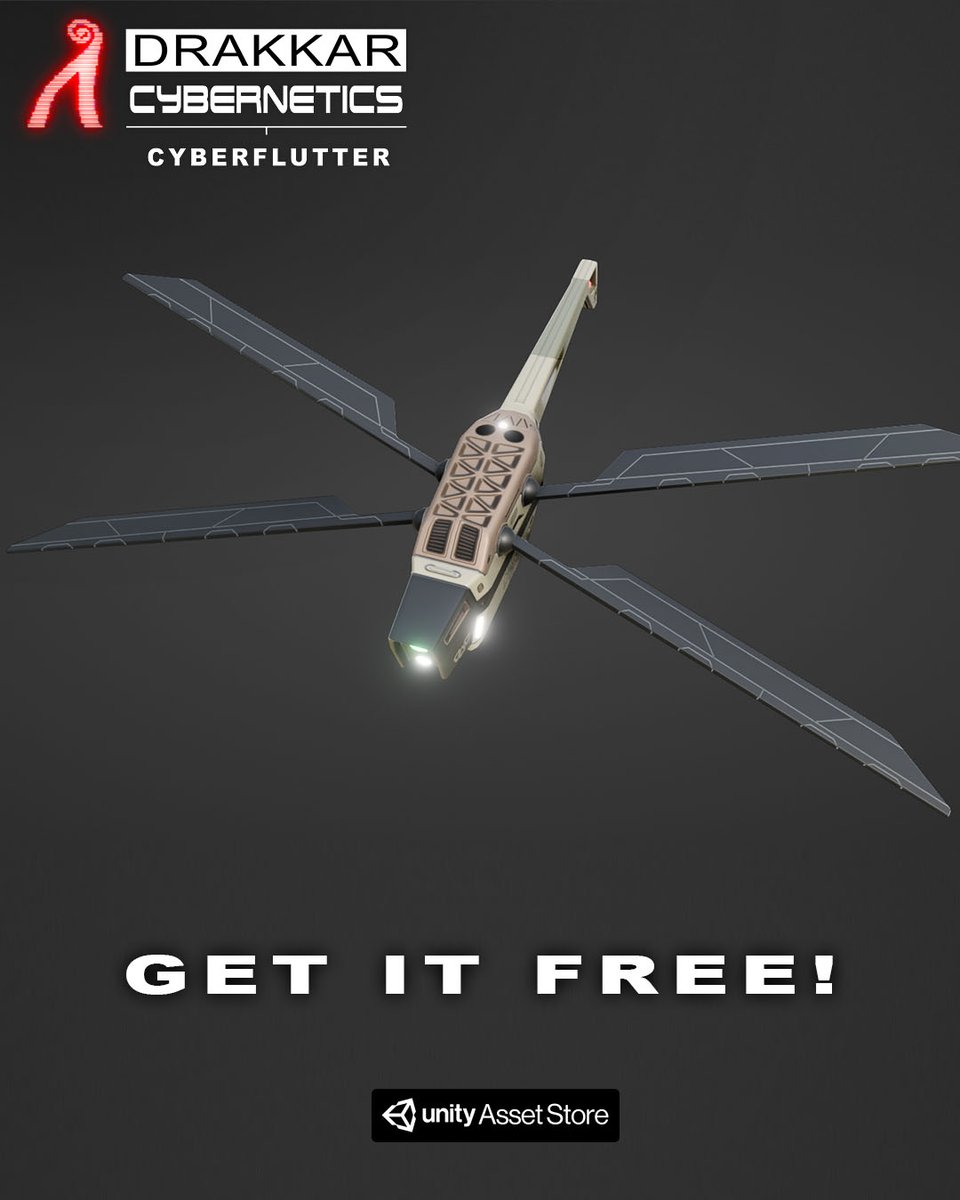 drakkardev's tweet image. The Cyberflutter is a game ready drone model from our Cybernetics collection. 
And you can have it for FREE!

Get it on the asset store: u3d.as/3zw5

#unityassetstore #gamedevelopment #unity #robot #hardsurface #drone