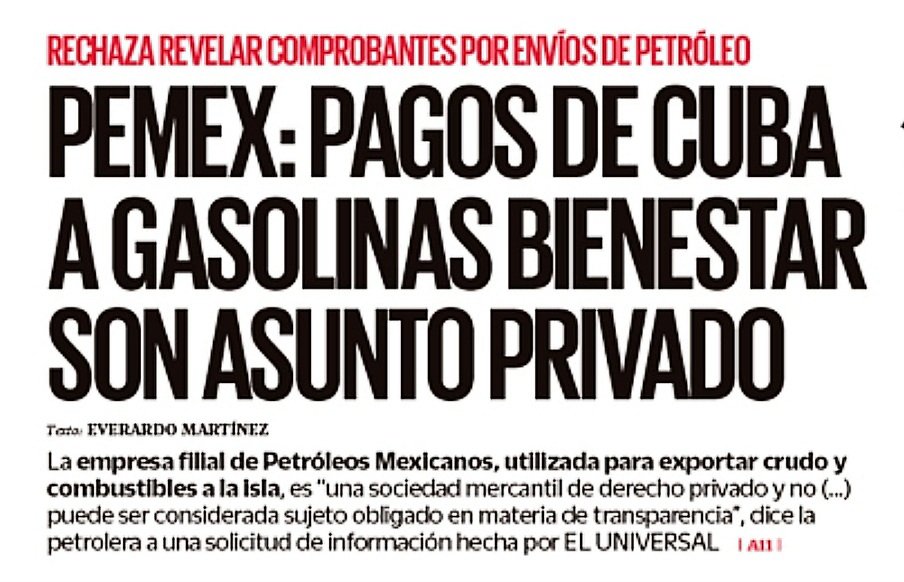 "No somos iguales... hoy tenemos al gobierno MÁS TRANSPARENTE de la historia"

Así decía el infeliz anciano..

¿Y que creen? 

Pemex NO dirá nada acerca del petróleo que le está regalando a Cuba. 

Así la hipocresía del gobierno más CORRUPTO de la historia de México..

👇