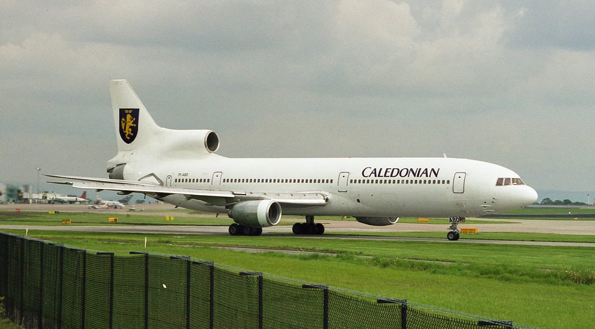 Caledonian Airways (Air Atlanta Icelandic) 
Lockheed L1011-100 TF-ABD
MAN/EGCC Manchester Airport
Late 1990s
Photo credit John Goodale 
#AvGeek #Airline #Aviation #AvGeeks #Lockheed #L1011 #TriStar #AirAtlanta #MAN #Manchester <a href="/manairport/">Manchester Airport</a> #CaledonianAirways