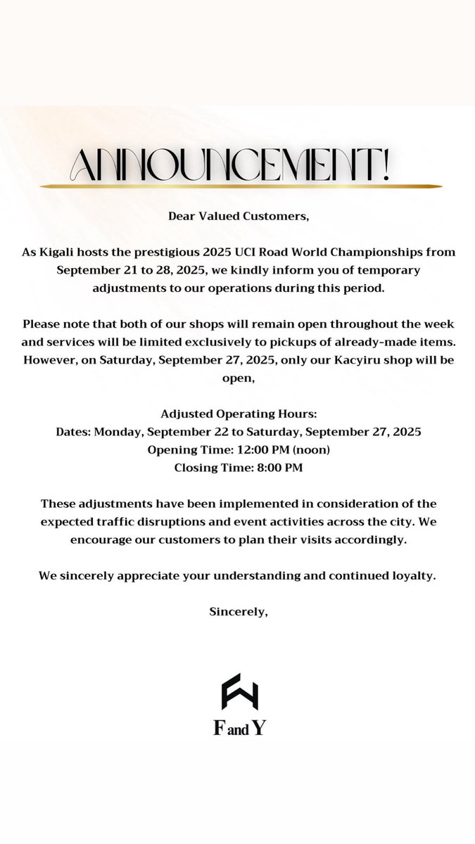 Operational update – see flyer for details.