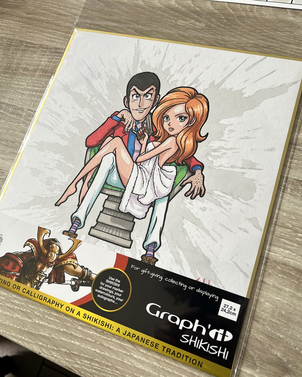 🎨ZeMiaL fait des #Shikishis #1 : #LupinIII (27,2x24,2cm)
#llustration unique inspirée du premier film de Lupin, signée et datée (dédicacée sur demande) vous est proposée à 140€ (120€ pour les membres #Tipeeee) +5€ frais de port.
Contactez-moi par MP si vous êtes intéressé.