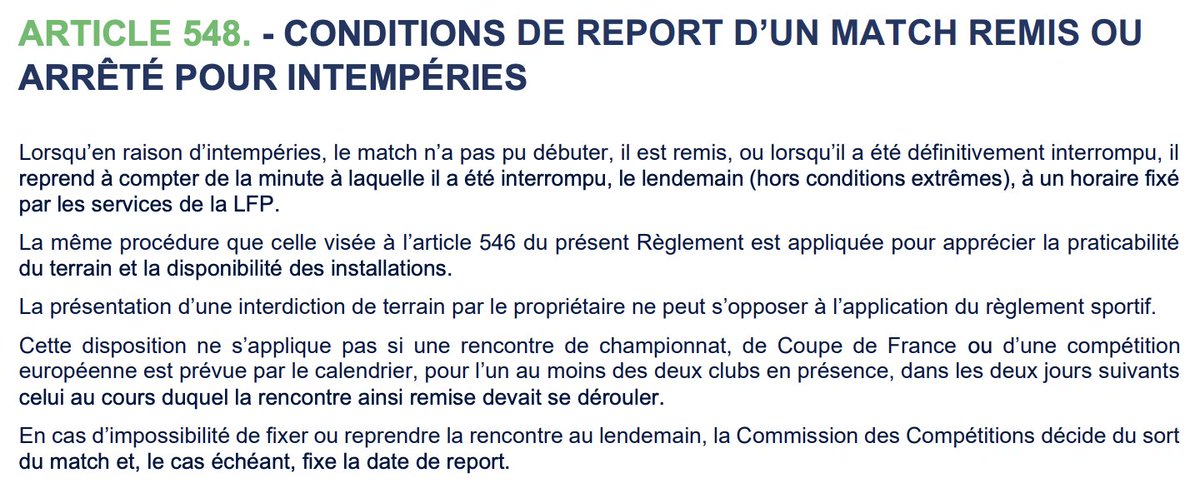 Mararg___'s tweet image. 🔴 Article 548 du règlement des compétitions de la Ligue de Football Professionnel :

Un match remis pour intempéries doit être reporté au lendemain si aucun des deux clubs ne joue un match dans les 48 heures qui suivent.

Tout autre choix de la LFP serait un pur scandale.
#OMPSG