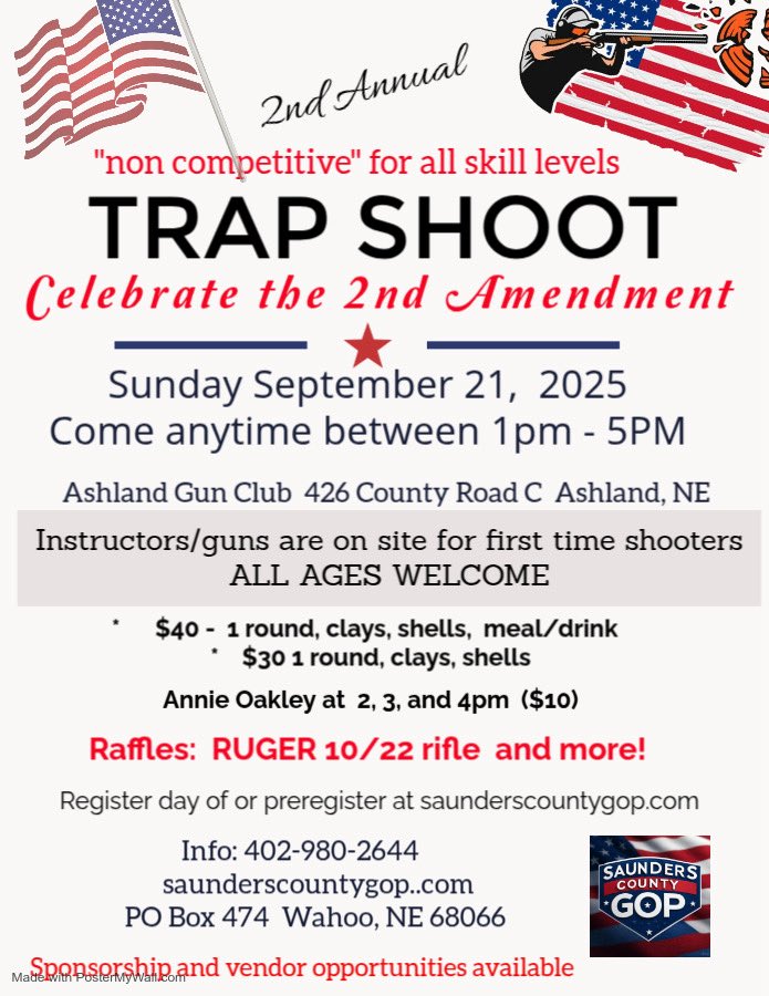 Family FUN DAYof trap today!!  All ages all skill levels! Food/raffles/prizes 
Instructors/shotguns on site for those that have never shot but want to try it!!
