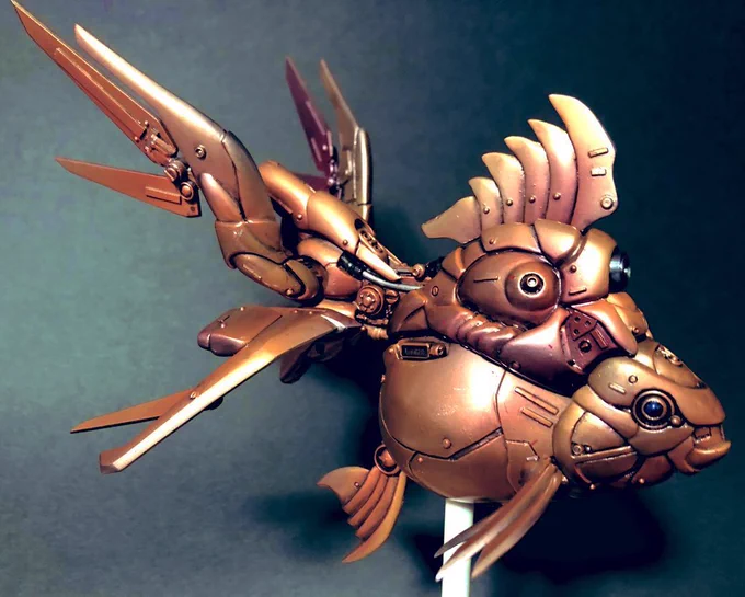 #みんなのSNSなんでも展示会 オリジナルデザインの完全自作メカ鑑賞魚。金魚とメダカ。
