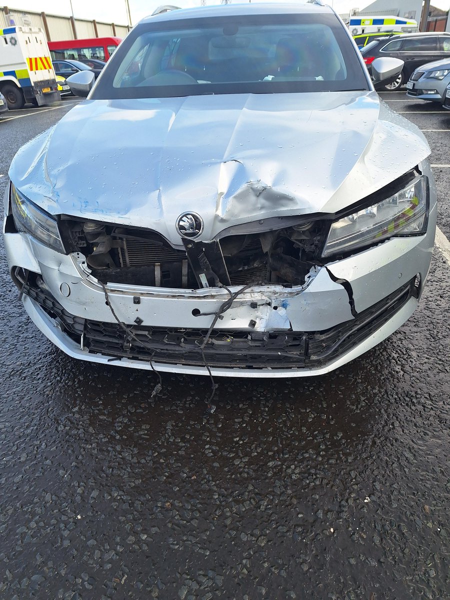 PSNIDCSDistrict's tweet image. Two police officers sustained injuries after their patrol vehicle was rammed head-on in the Ballymagorry area near Strabane yesterday, Saturday 20th September.

A 26-year-old man was arrested at the scene, and remains in custody at this time. Full details: orlo.uk/gyp0C