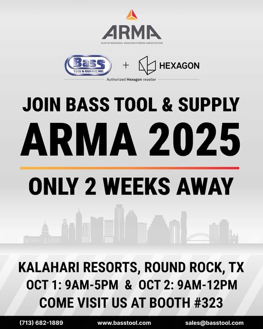 basstool_com's tweet photo. SAVE THE DATE! 
Bass Tool &amp; Supply will be at #ARMA 2025! The expo is FREE with registration. Don't miss your chance to get a sneak peak at the latest and greatest tech at our booth (#323) at Austin's biggest manufacturing show at the beginning of next month. https://t.co/kLRJsBsauq