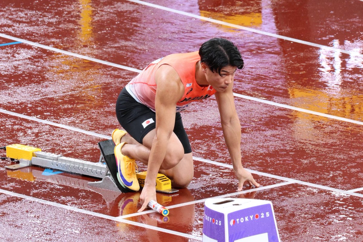 jaaf_official's tweet photo. /／
【#東京2025世界陸上】
📸男子4×100mリレー決勝✨
\＼

6位 🇯🇵日本 38秒35 
 1走 #小池祐貴（住友電工）
 2走 #栁田大輝（東洋大学）
 3走 #桐生祥秀（日本生命）
 4走 #鵜澤飛羽（JAL）

応援ありがとうございました✨✨

🔗特設サイトはこちら
https://t.co/I65me4zS1C

／
声援と共に #まだ見ぬステージへ
＼

#JAAF #陸上 #世界陸上 #WCHTokyo25