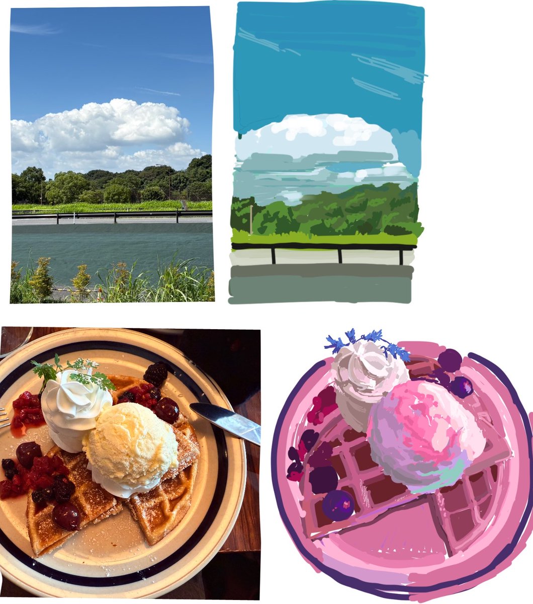 合ってるか分からないけど楽しい！色相変えて描く時もスムーズに行けた感じがする。実物と色変えても理論的にどの部分がどの色になるかとか、明確に自分の中で分かった。