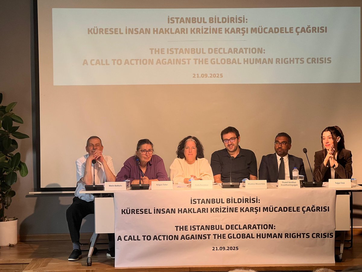 İSTANBUL BİLDİRİSİ: 
Küresel İnsan Hakları Krizine Karşı Mücadele Çağrısı

Dünyanın çeşitli ülkelerinden bir araya gelen insan hakları savunucularının katıldığı çalıştayda hazırlanan, hem uyarı hem de eylem çağrısı niteliği taşıyan İstanbul Bildirisi bugün kamuoyuyla paylaşıldı.