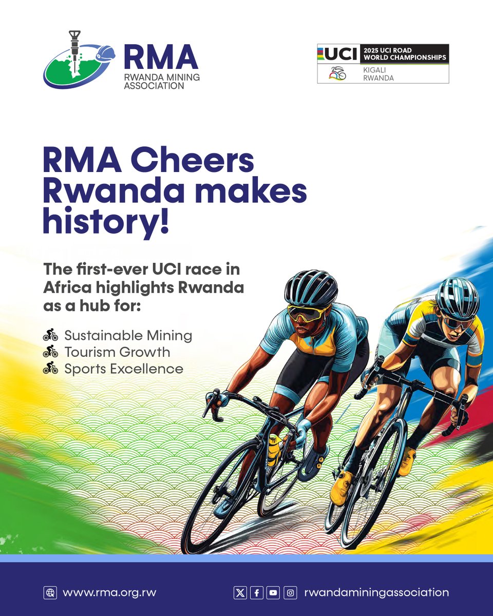 #Rwanda makes history today as #Africa hosts the UCI Road World Championships for the 1st time🚴‍♂️

As Rwanda Mining Association <a href="/rwanda_mining/">Rwanda Mining Association</a> we celebrate this milestone where sports, tourism &amp; sustainable mining come together to power our nation’s transformation #UCIKigali2025