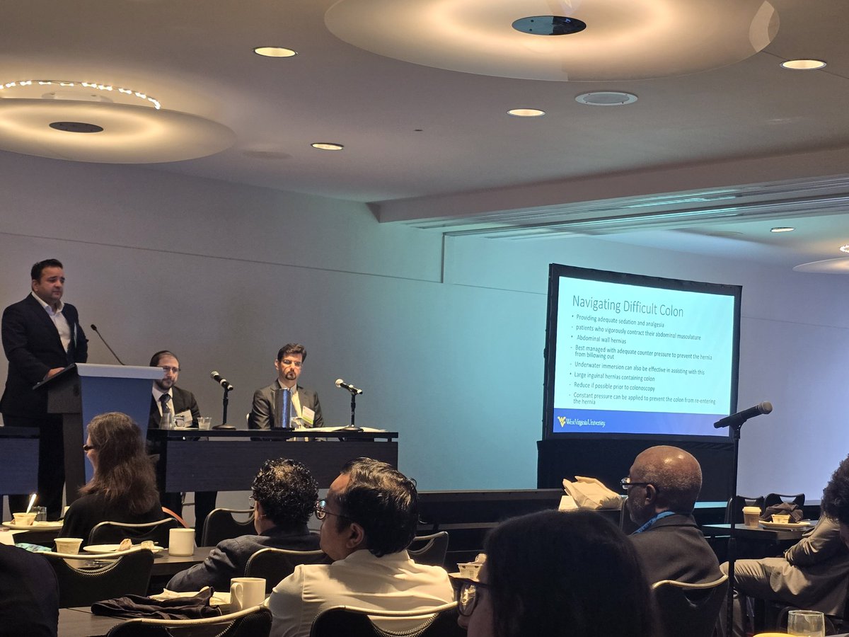 SanyaGoswami4's tweet image. Happening now at #PSG25 Day 3
Our very own @shailsingh on how to navigate difficult colons: 
✅ Redundant/looped colon 👉 try water immersion + adult colonoscope
✅ Tortuous colon 👉 try a peds scope 
And more tools at your disposal