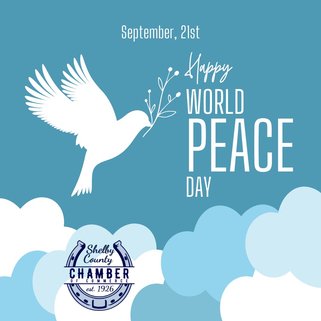 🌍🕊️ On World Peace Day, let's come together to promote harmony, kindness, and understanding across the globe. ❤️🤝 Every small act of peace makes a difference. #WorldPeaceDay #ShelbyCounty #PeaceAndLove #SpreadKindness
