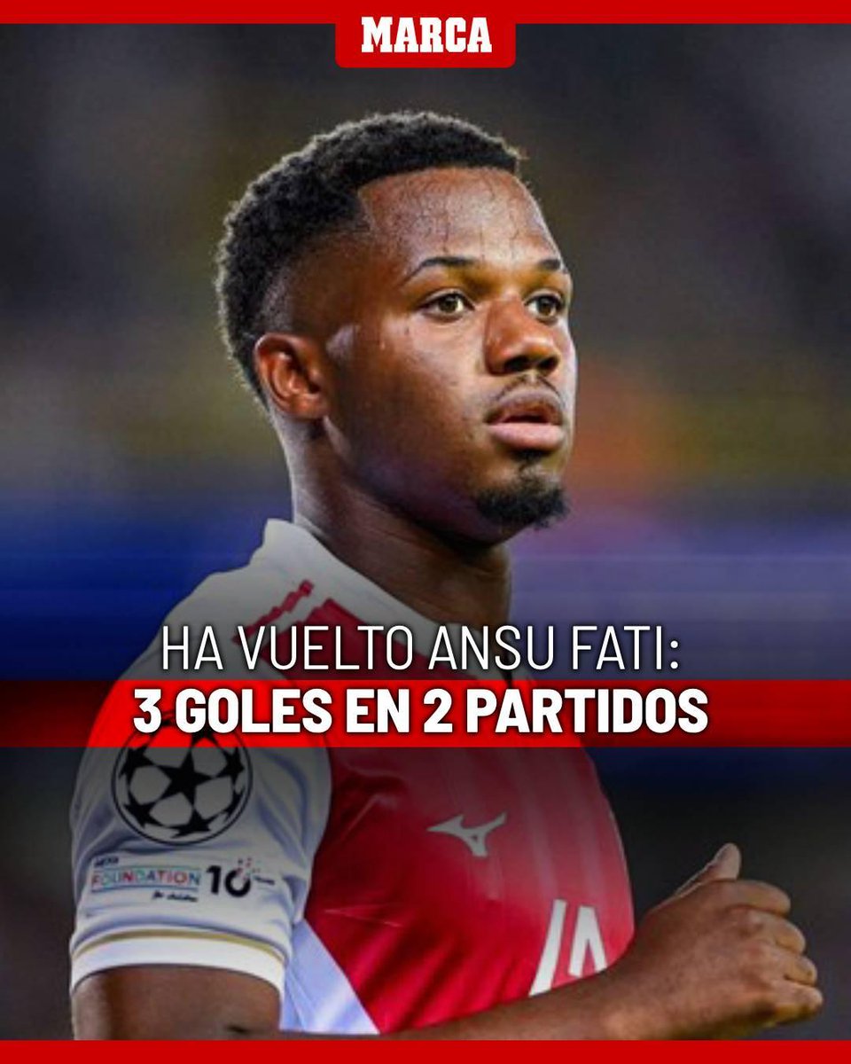 marca's tweet image. 🎯 Sonríe el fútbol, sonríe Ansu Fati. Doblete en la ligue one y ya van 3 en 2 partidos

🚀 Lideró la remontada del Mónaco y parece que vuelve a ser el que era…
#ansufati #monaco