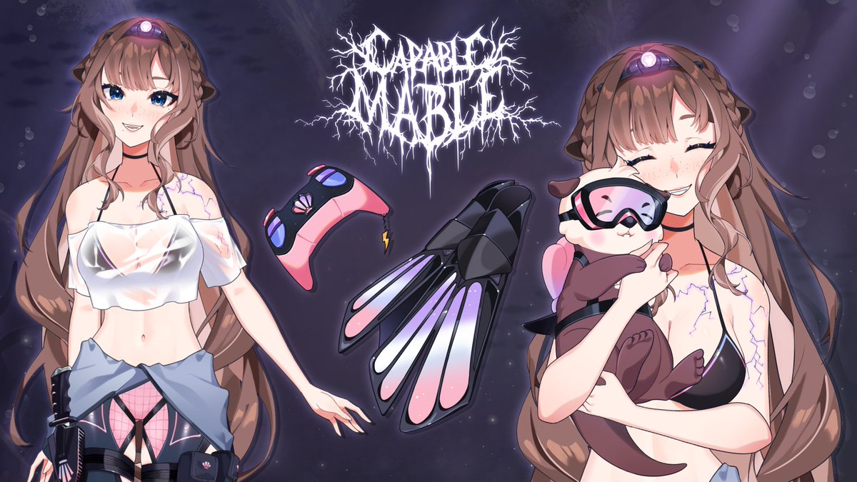 CapableMable's tweet image. Hi, I’m Mable! Your (w)holesome stormy sea otter VTuber, freshly (un)dressed and still just as dangerously... cute.

Leader of the Raft, keeper of the lighthouse, and an immersion-breaking menace. Expect storms, softness, and a little too much eye contact.

Come dive with me, but…