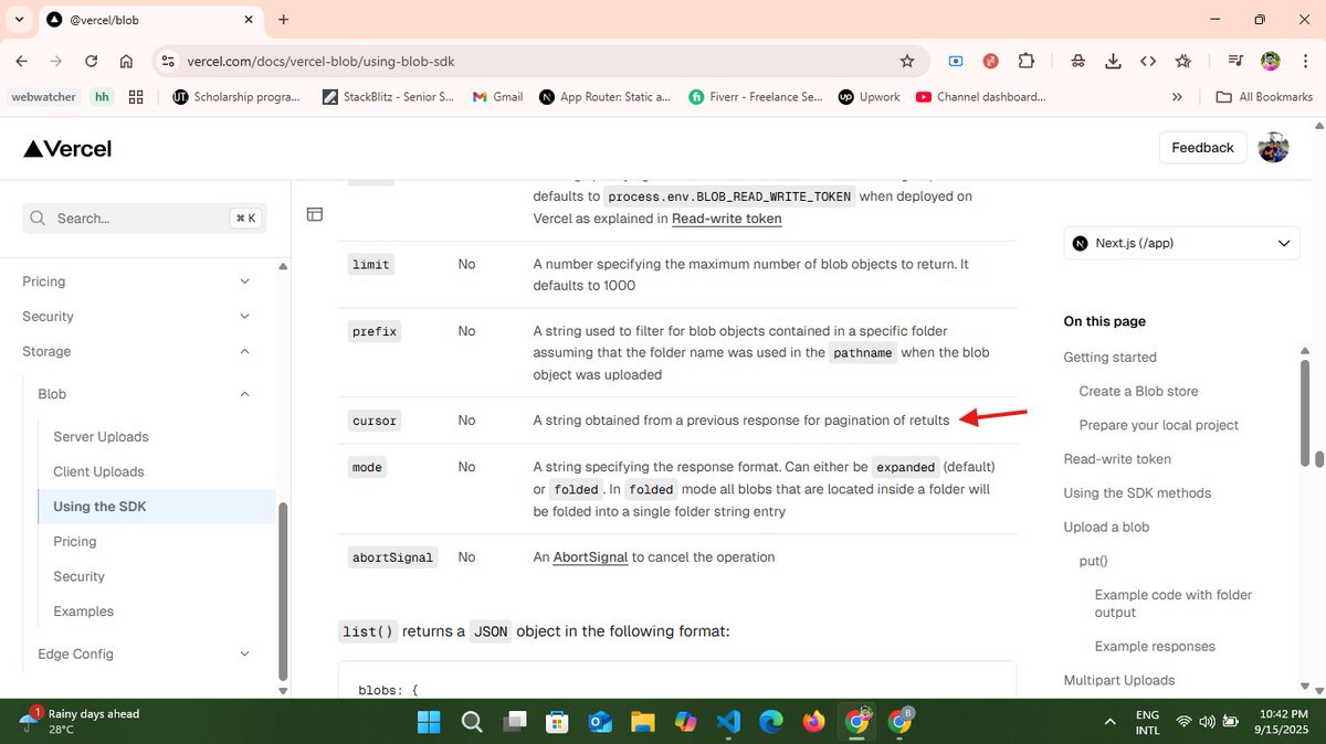 ssarkerdev's tweet image. I found a typo in @vercel Documentation page. 
I was reading the list blob function and suddenly noticed that mistake. 😎😎

#vercel #issues