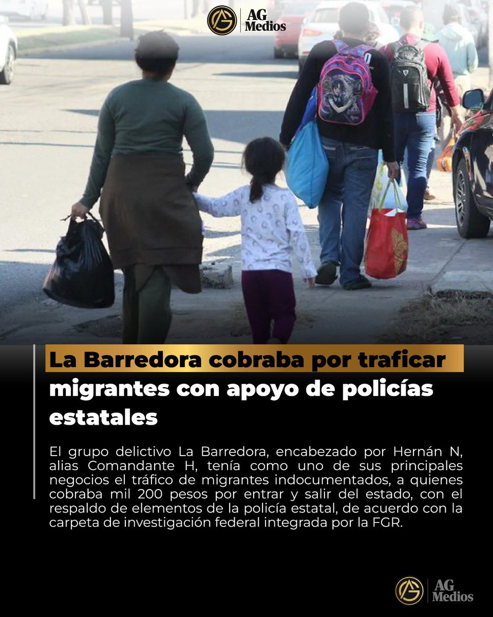 🚨 “La Barredora” traficaba migrantes con apoyo de policías estatales, cobrando hasta $1,200 por persona en rutas clandestinas.

👉 Consulta aquí: agmedios.com.mx/la-barredora-c…
