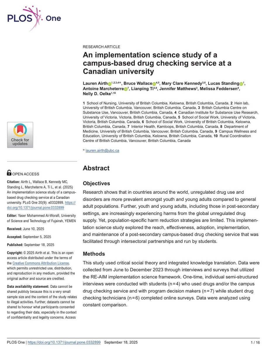 ¿Y si en la universidad pudieras analizar tus sustancias?
Un estudio en Canadá muestra que es posible, útil y valorado por estudiantes y comunidad. Pero para que funcione a largo plazo hace falta apoyo institucional, financiación y marcos legales claros. journals.plos.org/plosone/articl…