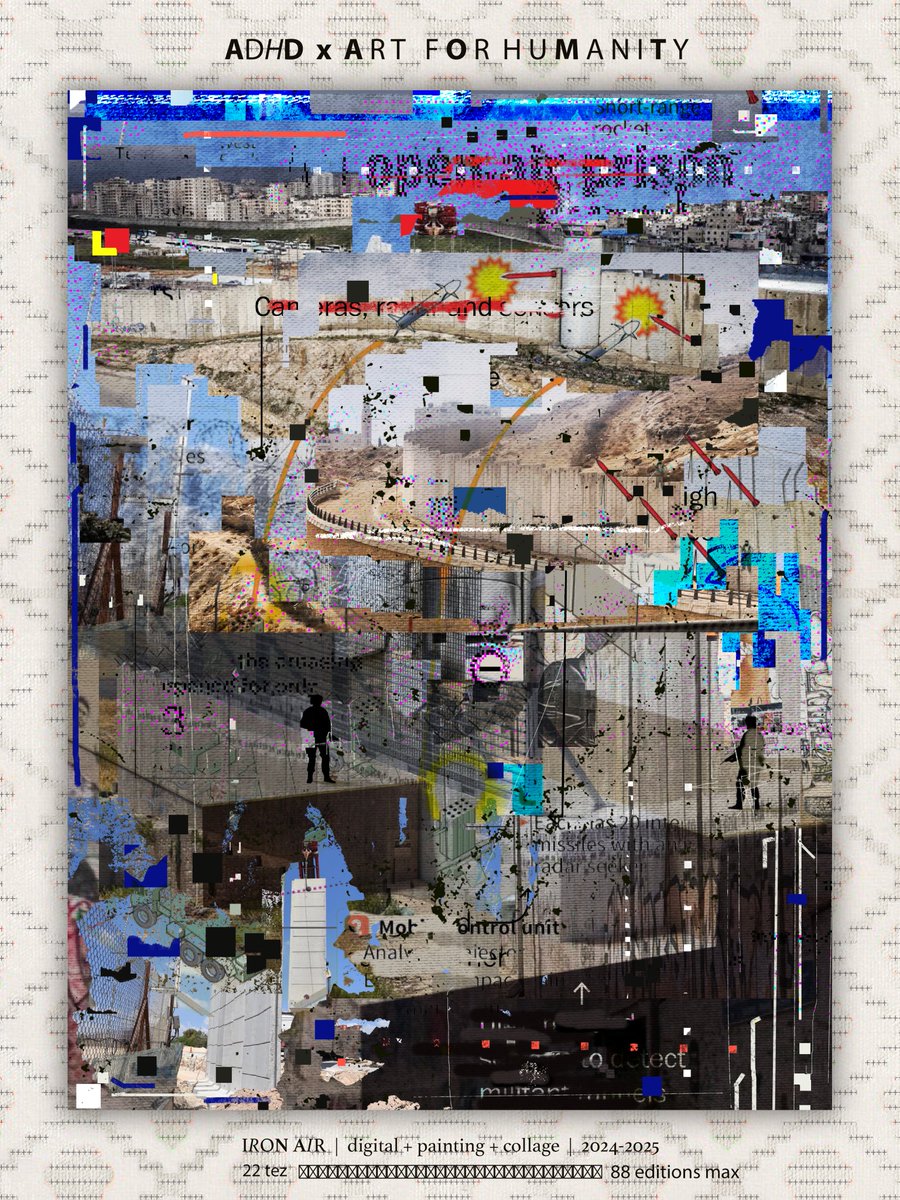 “Whose non existence is necessary to the self conception of this place?”

GM / thrilled to drop my first edition on tezos in a long time for the wonderful <a href="/ArtForHumanityx/">Art For Humanity</a>  family
 
hit their profile to find it alongside many other wonderful artists with work for Palestine &lt;3