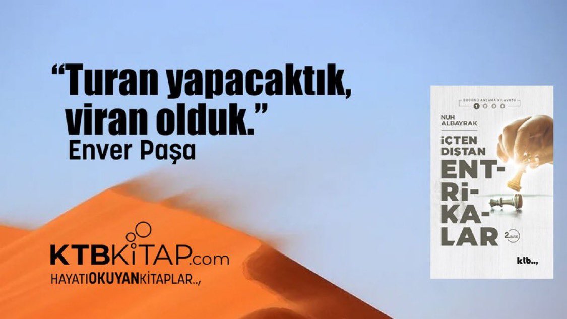 Enver Paşa ülkeyi terk ederken “Turan yapacaktık, viran olduk. Bizim en büyük günahımız, hatamız Sultan Hamid’i anlayamamaktır. Siyonistlerin oyununa âlet olduk ve onların hıyanetine uğradık!” itirafında bulunmuştu.
#abdulhamidhan 
#hayatıokuyankitaplar
ktbkitap.com/urun/icten-dis…