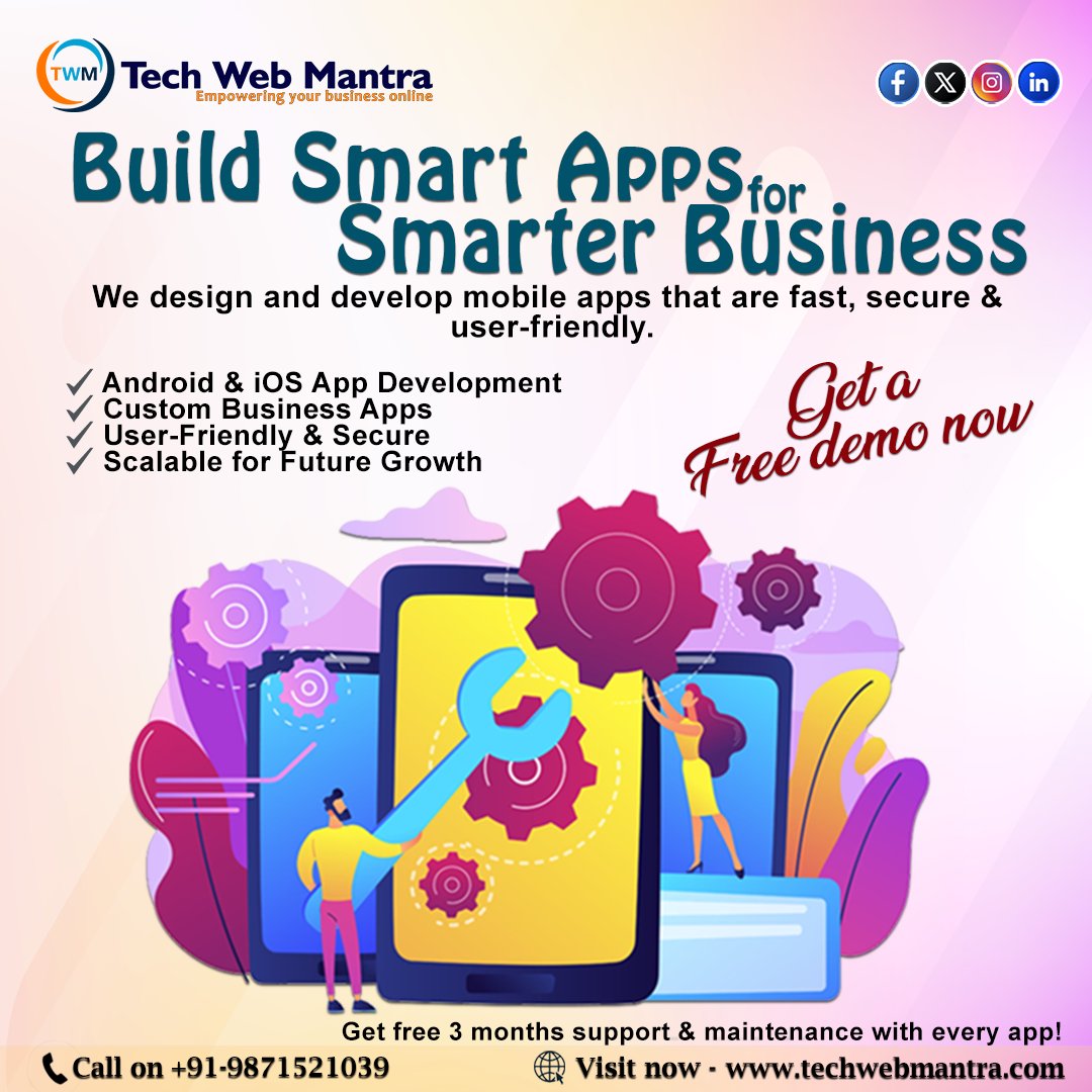 techwebmantra2's tweet image. ๐ Build Smart Apps for Smarter Business! ๐ฒ
At Tech Web Mantra, we design Android & iOS apps that are fast, secure & user-friendly. Get your custom app & enjoy free 3 months support!
๐ techwebmantra.com
#AppDevelopment #MobileApps #BusinessGrowth