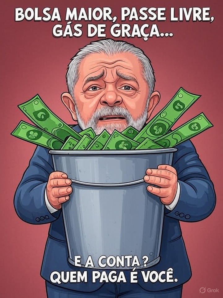 Bolsa maior, passe livre, gás de graça… mas a conta não some, só muda de bolso. 🚨 Populismo não é política pública: é reeleição financiada com o seu dinheiro. #Economia #Brasil