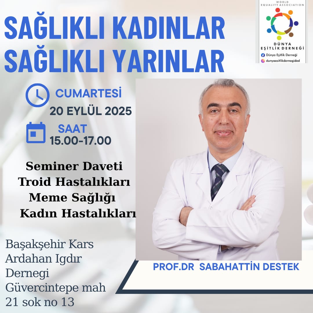 Kars Ardahan Iğdır Derneği lokalinde 'Sağlıklı Kadınlar Sağlıklı Yarınlar'  etkinliği kapsamında kadınlarımıza Tiroid Kanserini ve Meme Kanserini anlattım.
Eylül ayı Tiroid Kanseri Farkındalık Ayı etkinliğimizi yerine getirdik. 
Çok faydalı bir etkinlik oldu.
Bu etkinliğin