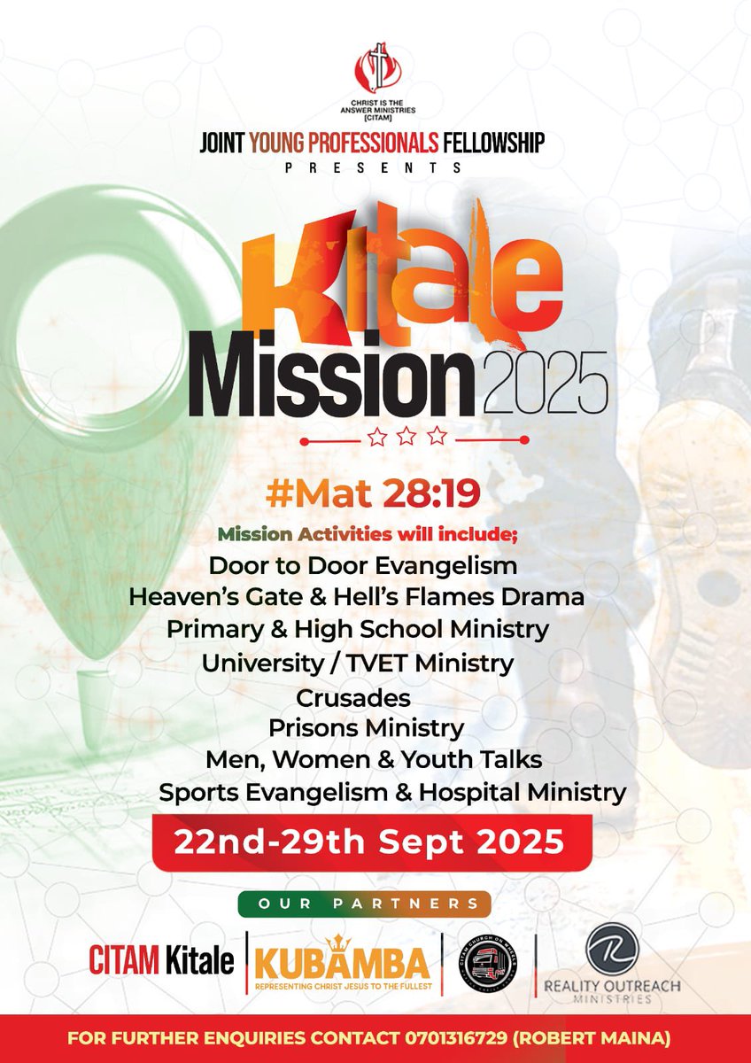 HGHFEASTAFRICA's tweet photo. The anticipation is over...HGHF TEAM is heading to Kitale,for one week mission tour,In partnership with Citam Joint Young Professionals ,Citam Kitale and kubamba.!Be praying with us, we are ready to see the Holy Spirit move in Kitale and it’s environs. https://t.co/ceLCYNwhlk