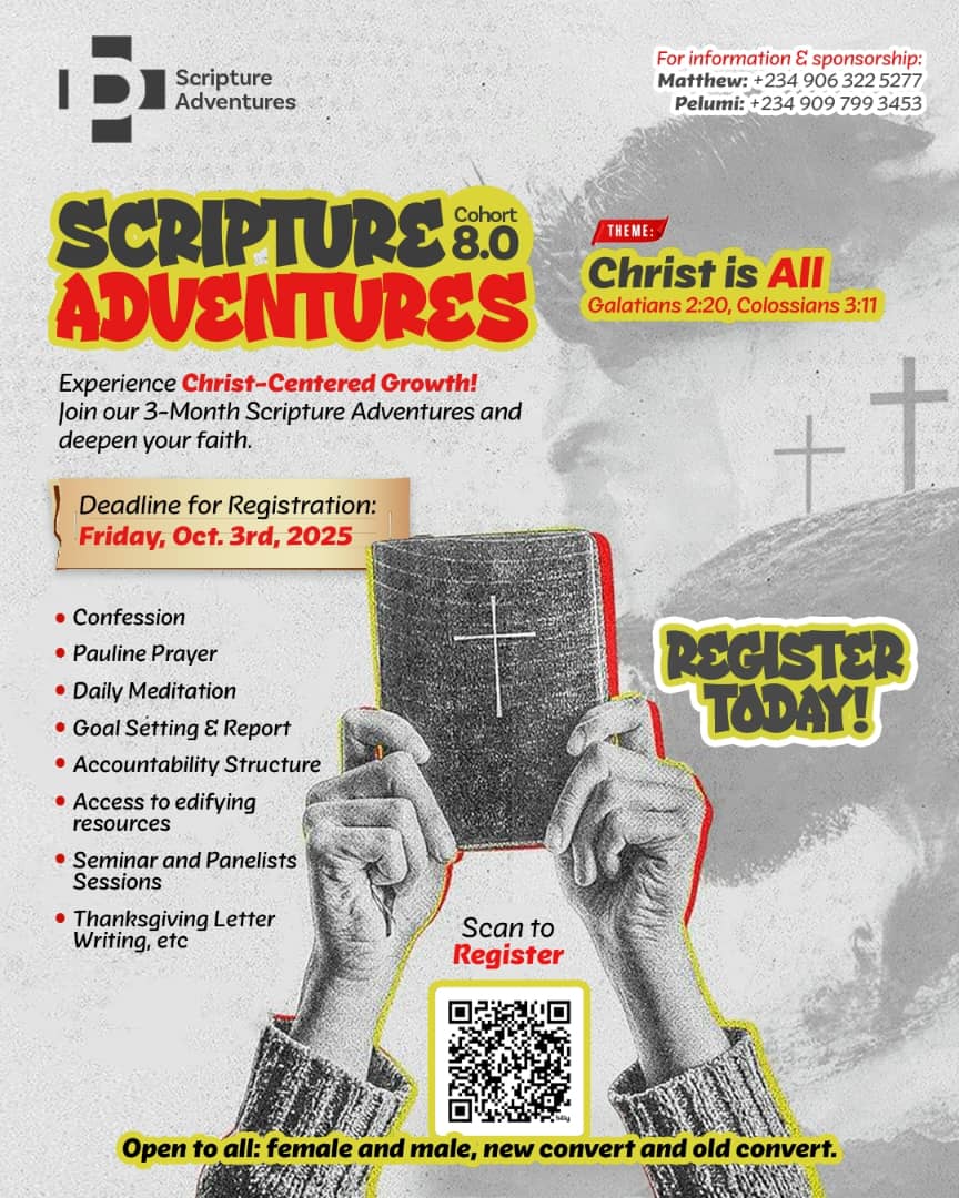 It’s time to grow spiritually while enjoying Scripture through exciting adventures.

Join Cohort 8.0 and embark on a great adventure in Scripture.

 Join now by clicking this link:
docs.google.com/forms/d/e/1FAI…