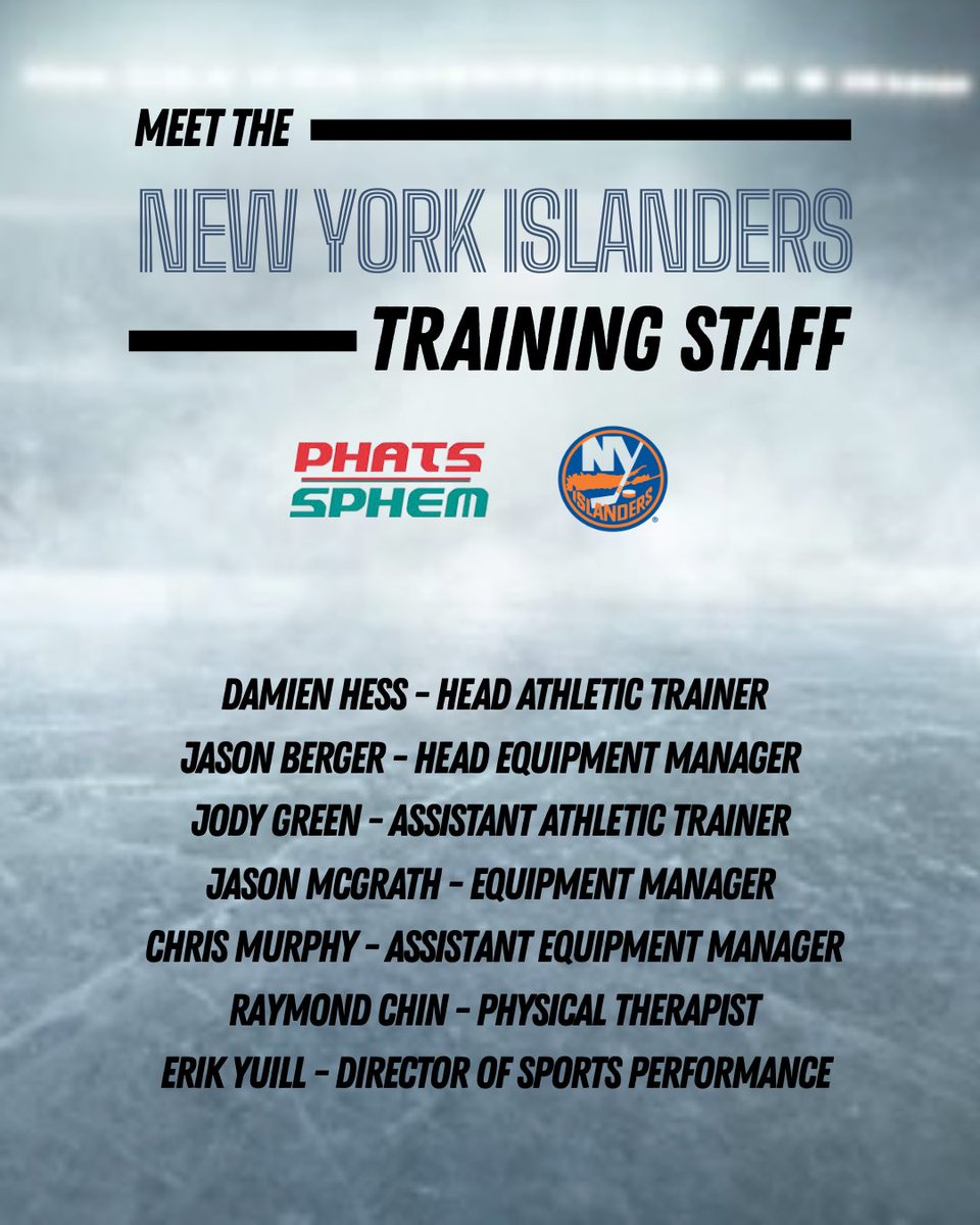 PHATS_SPHEM's tweet image. Let’s meet the dedicated PHATS/SPHEM Members who make up the Training Staff for the @NYIslanders! They are working tirelessly behind the scenes to make sure everyone is ready to go for the 2025/26 season. 

#islanders #newyork #newyorkislanders #nyi #nhl #hockey