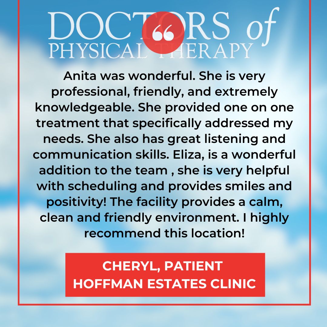 DPTRed's tweet image. Thank you so much for your kind words, Cheryl. Shout out to our fabulous team in Hoffman Estates!
#DPTSuccess #DPTRed #GetBetterFaster