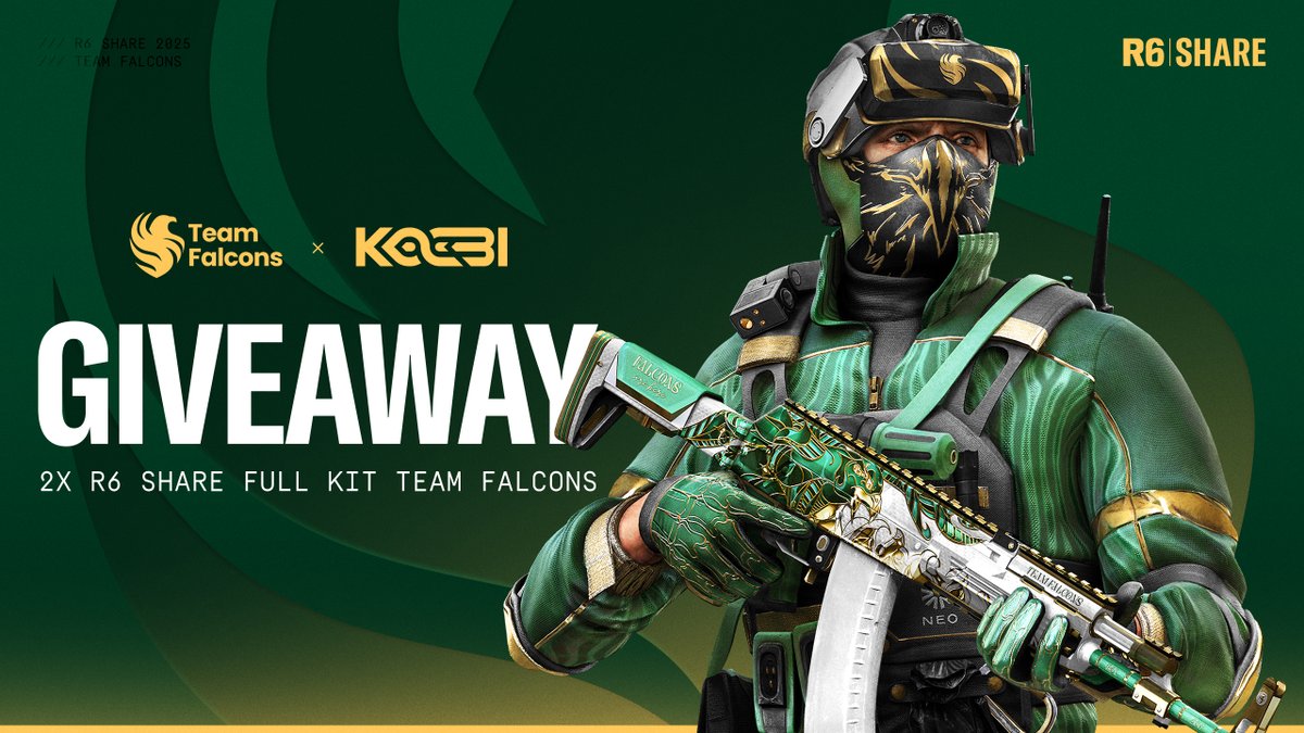🎁 R6 Share Full Kit Team Falcons Giveaway 🎁

▶️ Follow <a href="/MadeByKOOBI/">Elevate KOOBI 🔜 Munich Major</a> &amp; <a href="/FalconsEsport/">Falcons Esports</a> 
▶️ Like &amp; Retweet
▶️ Tag 2 friends

The winners will be drawn on 28.09.2025