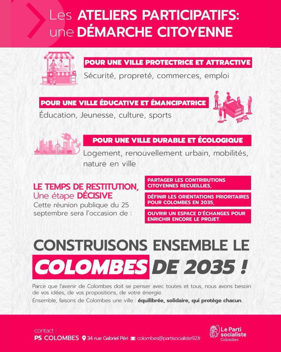 📍#SurLeTerrain ce matin pour inviter les Colombiens à la restitution de la consultation et des ateliers #NotreColombes2035 !

💬 Retrouvons-nous pour découvrir la synthèse des ateliers citoyens et des + de 1100 contributions pour dessiner ensemble le #ColombesDésirable ⤵️