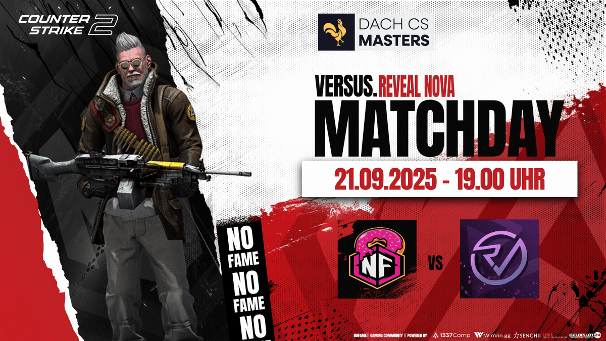 🚨 MATCHDAY 🚨

Der 2. Spieltag in der <a href="/dachcs/">DACH CS Masters</a> Masters geht weiter – jetzt heißt es: Fokus auf Reveal Nova! 🔥

🆚 <a href="/RVMultigaming/">Reveal Multigaming</a> Nova
🕖 19:00 Uhr
📺 twitch.tv/dach_cs4

Die Vorbereitung steht, die Motivation ist hoch.
Heute zählt nur eins: Vollgas von Runde 1 bis zum GG💥