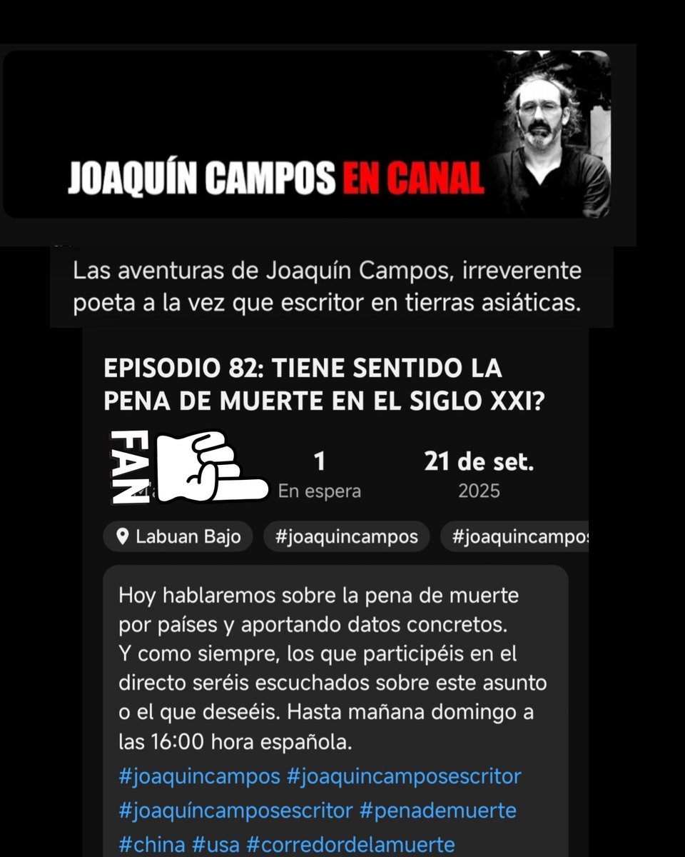 Directooooo ya mismo online! 
youtube.com/live/oRZGwV9IK…
#joaquincamposescritor #Fan #penademuerte2025 #corredordelamuerte #Florida #US #joaquincamposencanal