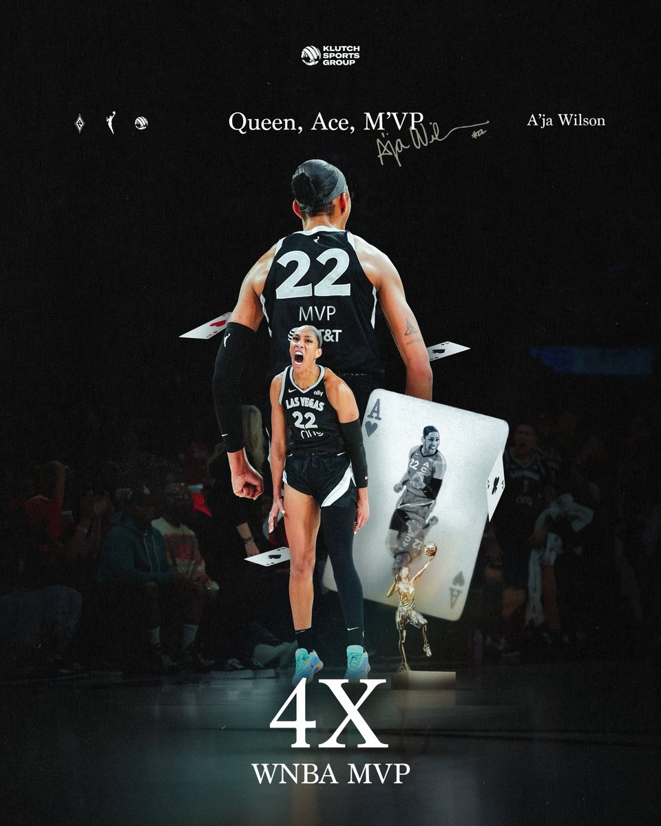 KlutchSports's tweet photo. The first-ever 4x WNBA MVP. Congratulations @_ajawilson22 on making history! https://t.co/LwaPU31hrt