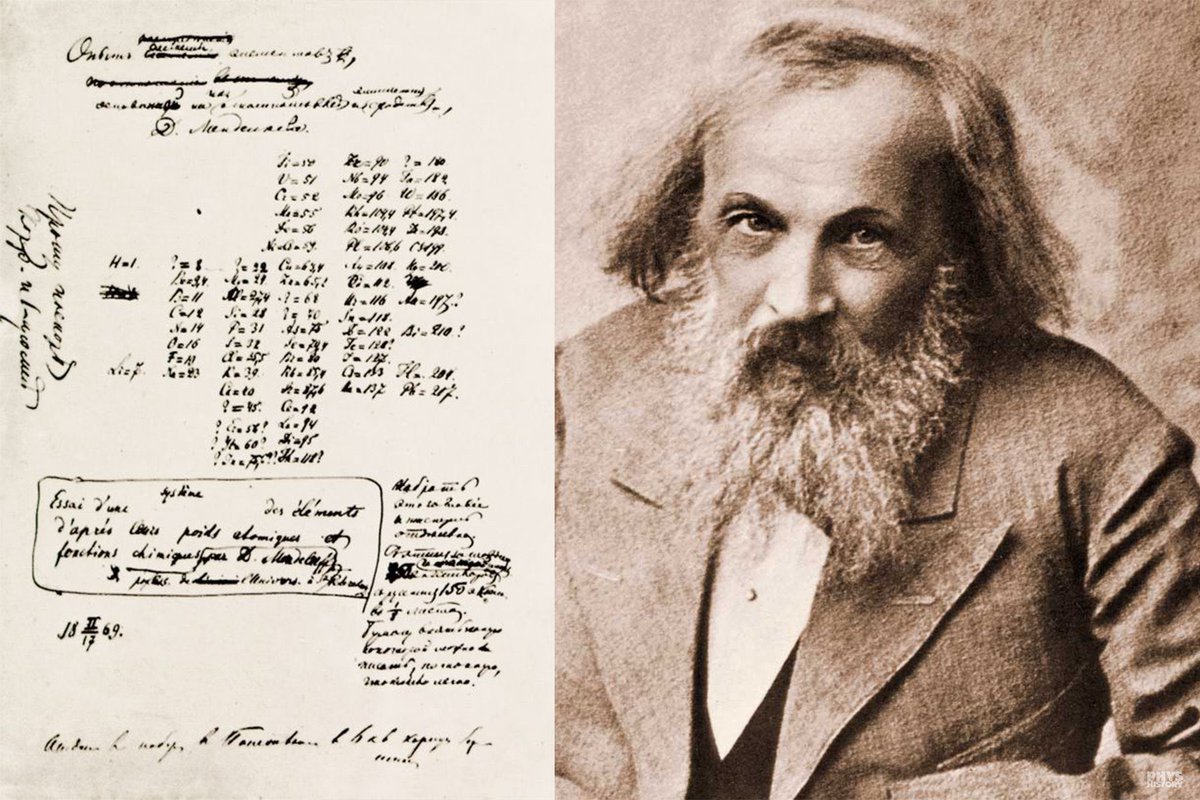 PhysInHistory's tweet image. I saw in a dream a table where all the elements fell into place as required. Awakening, I immediately wrote it down on a piece of paper.
-- as mentioned in Dmitri Mendeleev's diary