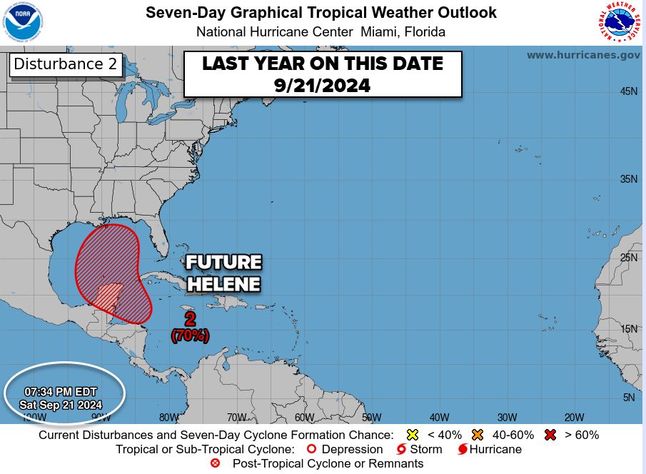 On this date last year, the morning and evening outlooks from the NHC highlighted what would become #Helene. #ncwx #scwx #wcnc #wncwx