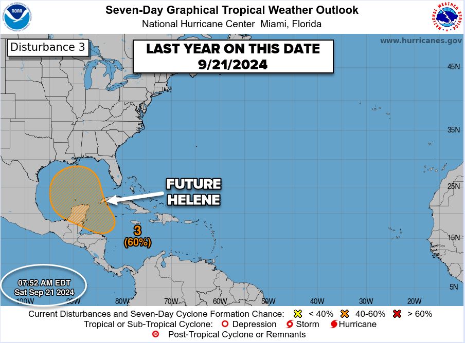 wxbrad's tweet image. On this date last year, the morning and evening outlooks from the NHC highlighted what would become #Helene. #ncwx #scwx #wcnc #wncwx