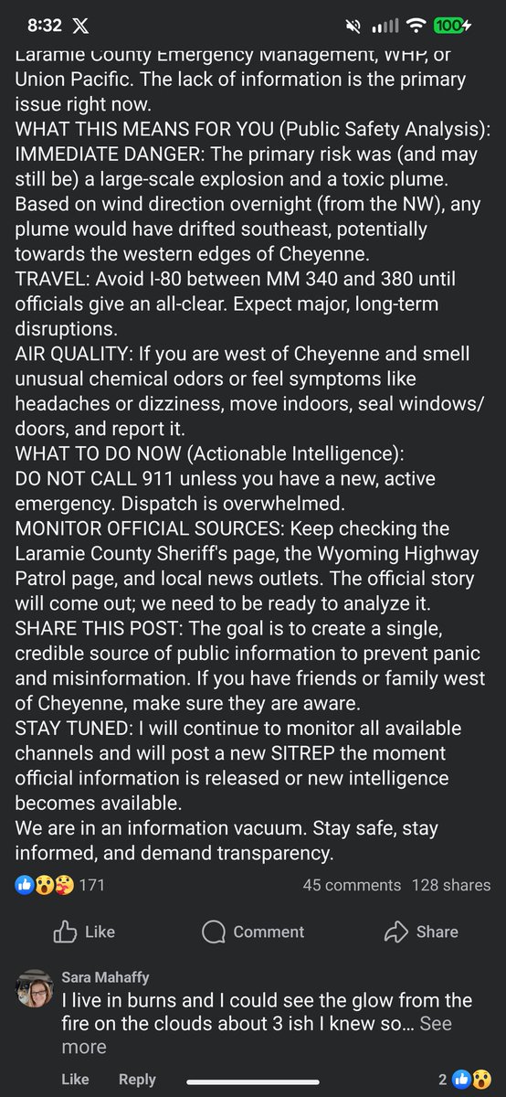 To anyone in the Cheyenne Wyoming area that might not know and anyone traveling on Interstate 80. Share far and wide