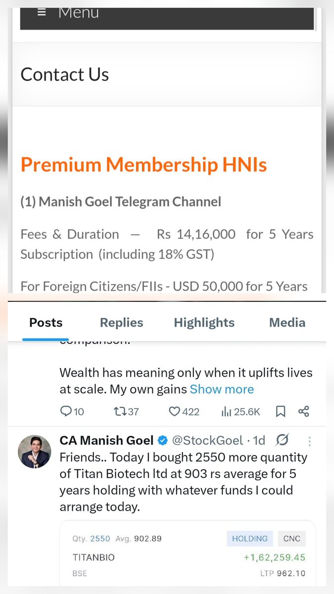 Manish Srivastava (@manishvikky) on Twitter photo When you publicly disclose what you are buying and holding and at the same time charge a fee for your channel subscription. Of course fee is not a problem when you provide professional advice for investments But why disclosing publicly on social network that surprises me. When you publicly disclose what you are buying and holding and at the same time charge a fee for your channel subscription. Of course fee is not a problem when you provide professional advice for investments But why disclosing publicly on social network that surprises me.