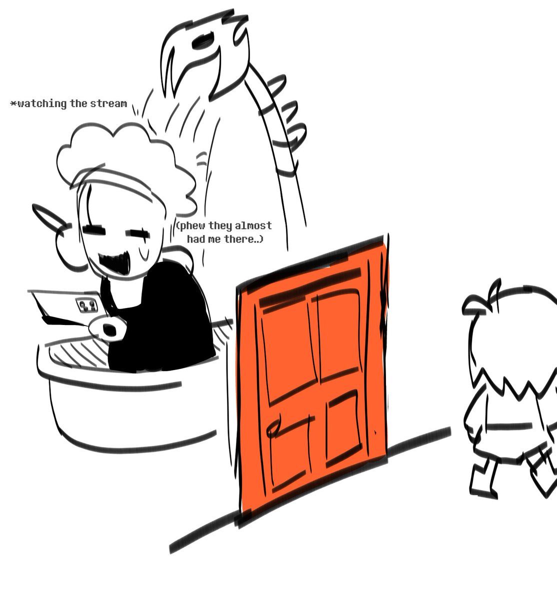 sebdraws_'s tweet photo. I'd like to think that Gaster was actually relieved that the door wasnt acknowledged
#undertale #undertalestream https://t.co/mOEfu3s7kh