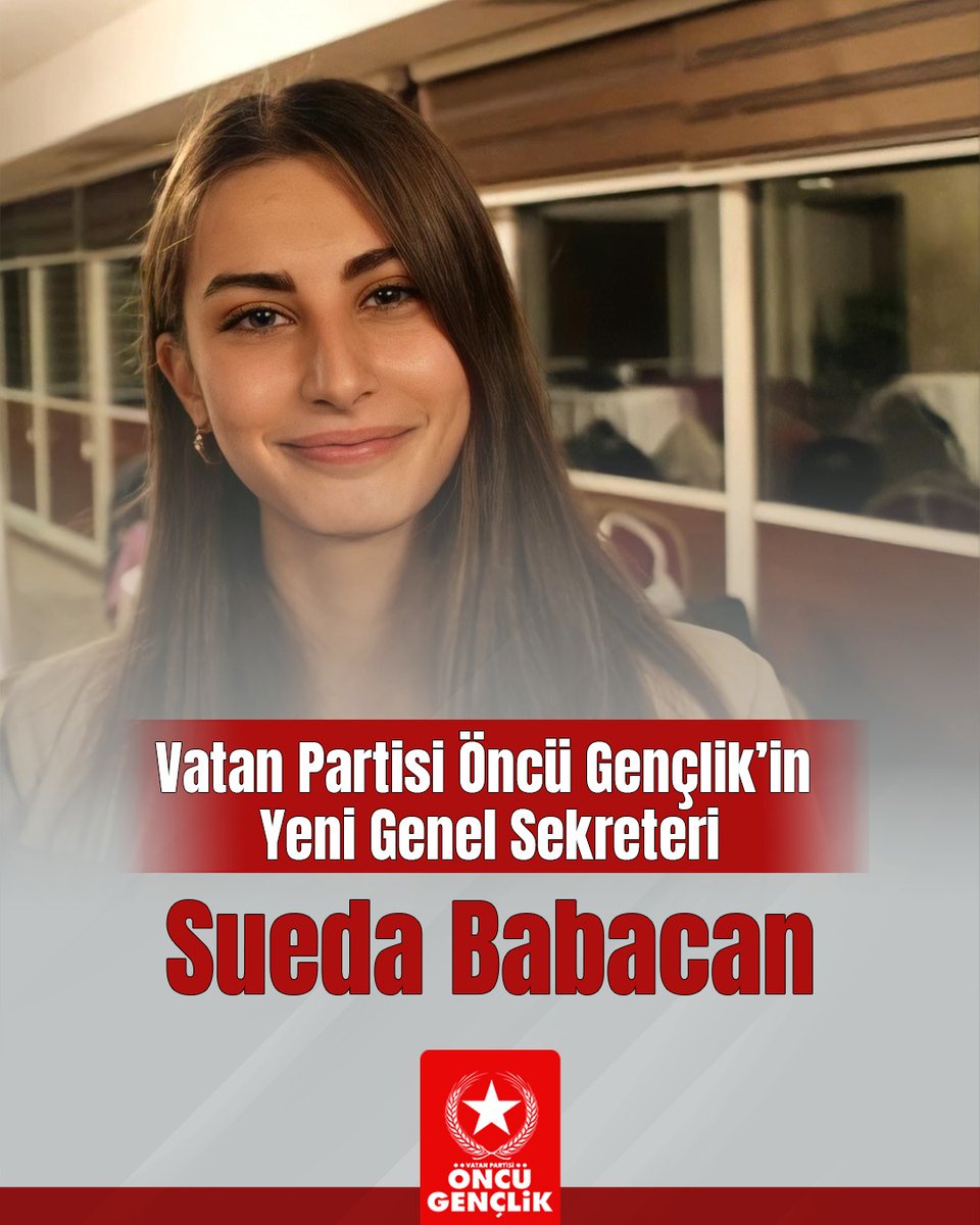 🔴 ÖNCÜ GENÇLİK'İN YENİ GENEL SEKRETERİ SUEDA BABACAN

Genişletilmiş Genel Yönetim Kurulu Toplantısında yapılan seçimde Vatan Partisi Öncü Gençlik Genel Sekreterliğine oy birliğiyle Sueda Babacan seçildi.

Öncü Gençlik Genel Sekreterliği görevine seçilen Sueda Babacan'a yeni